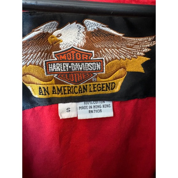 Vintage Harley Davidson Denim Bomber Jacket Blue V-Twin Power Mens Small - Picture 5 of 6